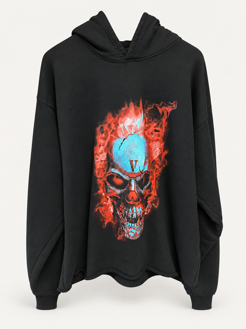 Vlone Black Red Flame Skull Hoodie