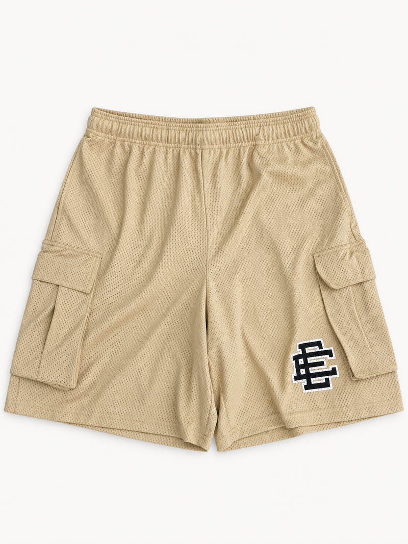 Eric Emanuel Beige Mesh Cargo Shorts
