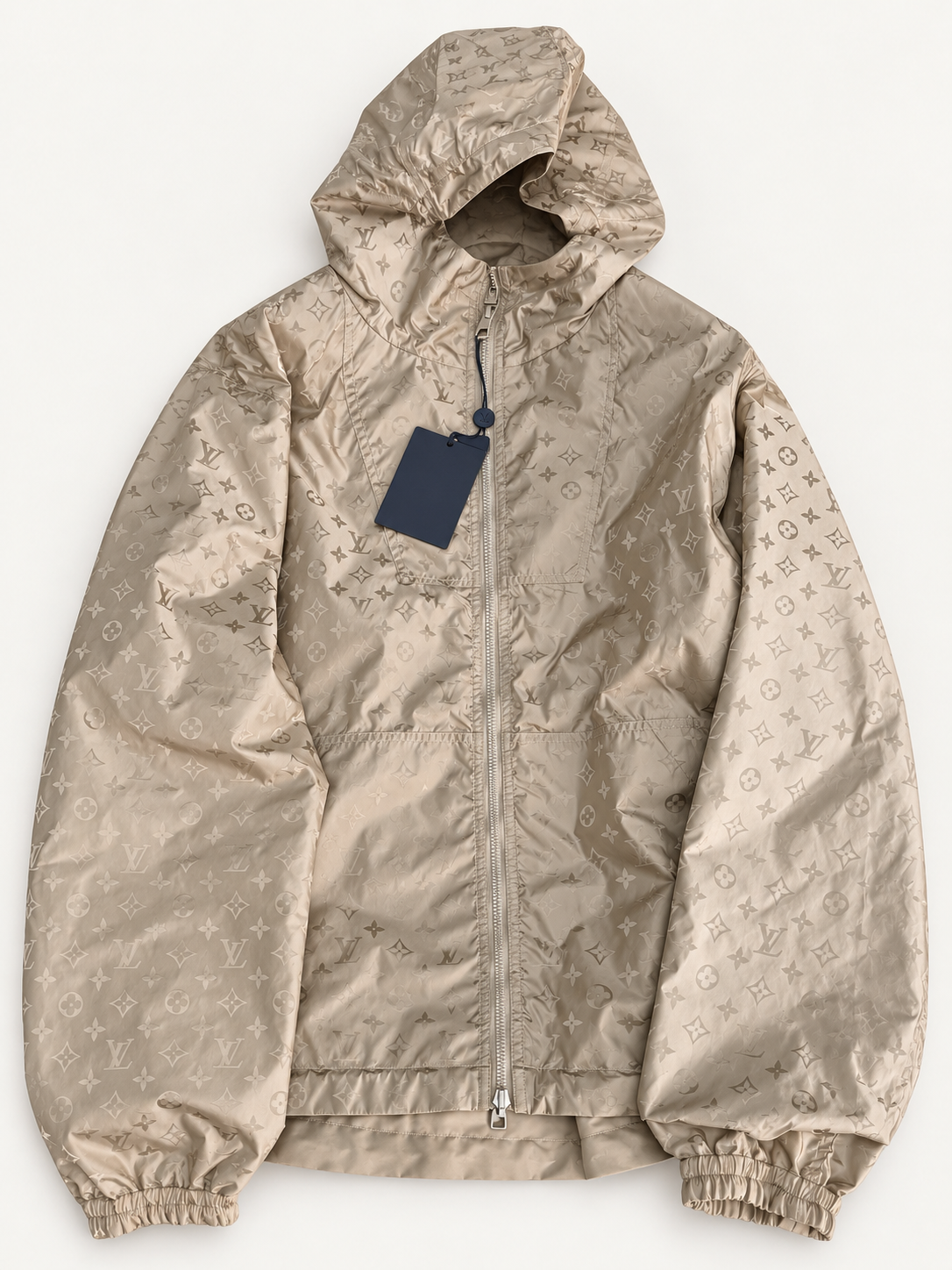 Louis Vuitton Gold Monogram Reversible Windbreaker front studio view.