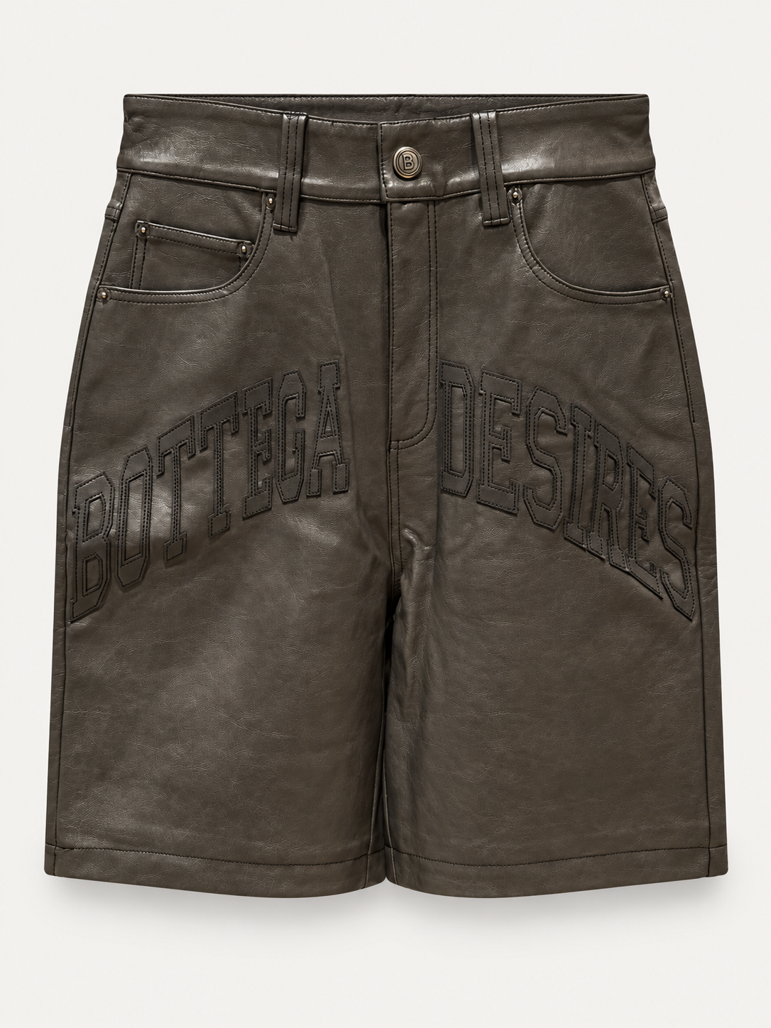 Bottega Desires Grey Leather Shorts