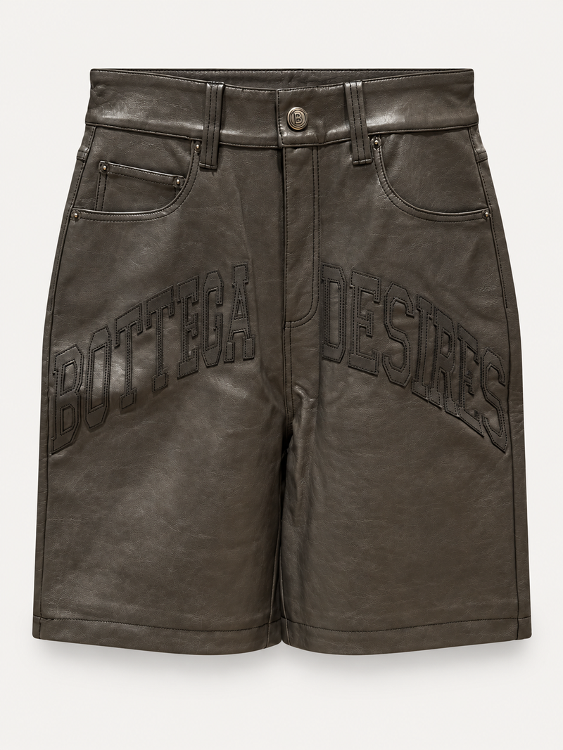 Bottega Desires Grey Leather Shorts