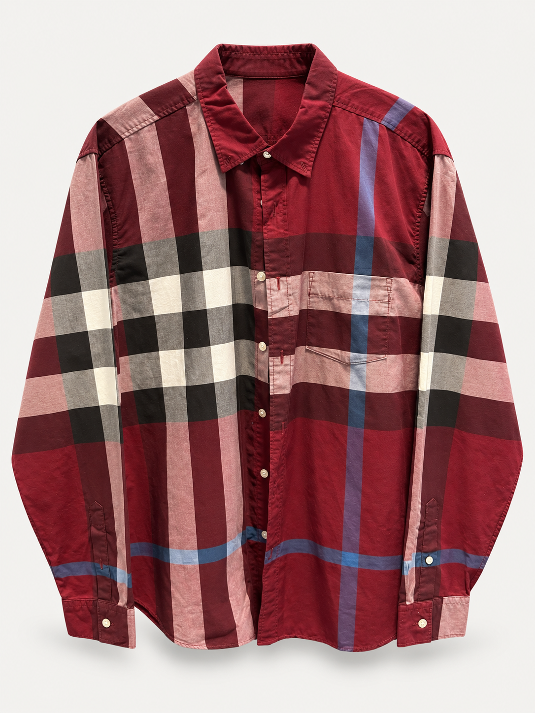 Burberry Red Check Cotton Button Up Shirt