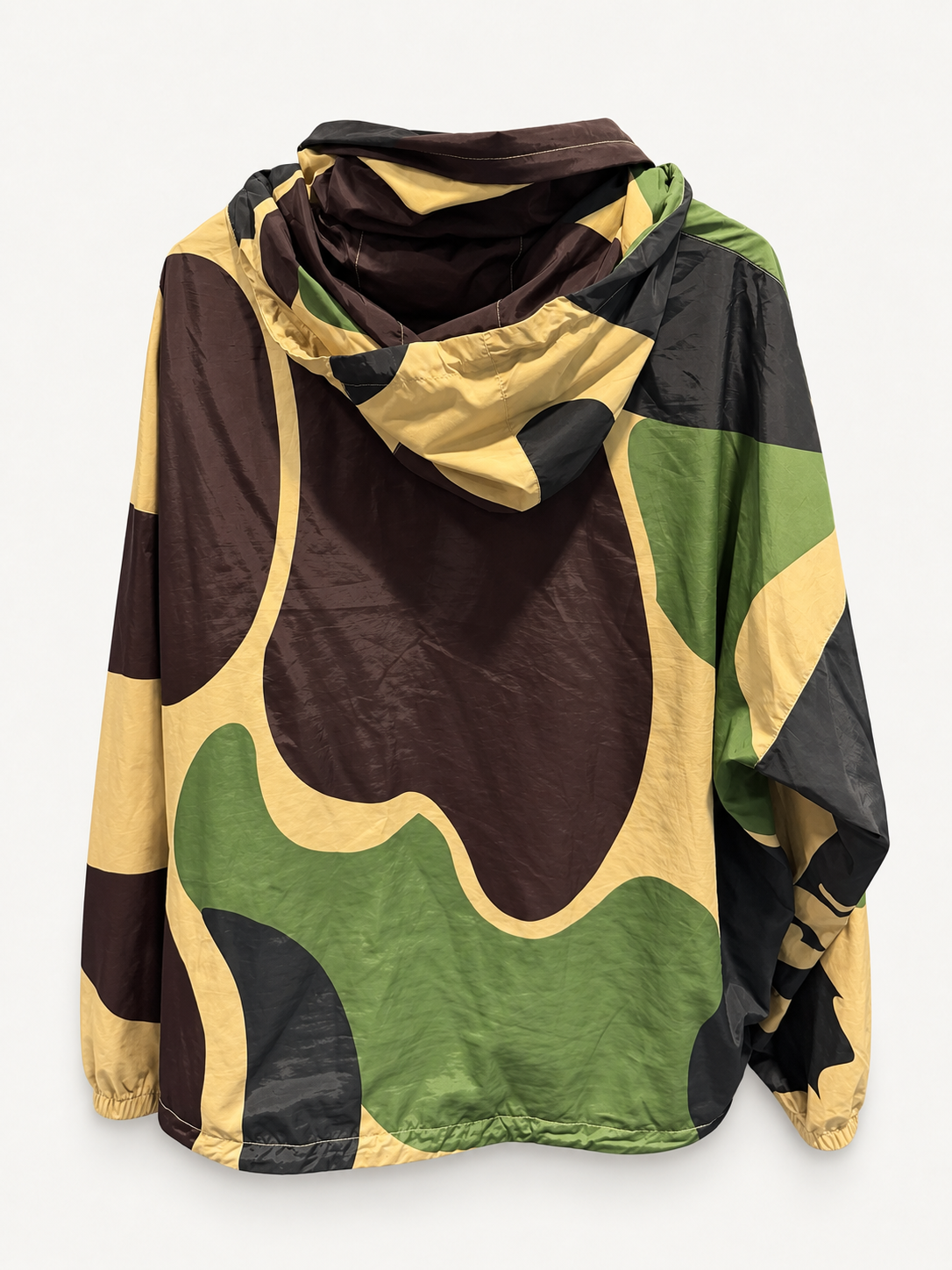 Bape Green Camo Zip Windbreaker back studio view.