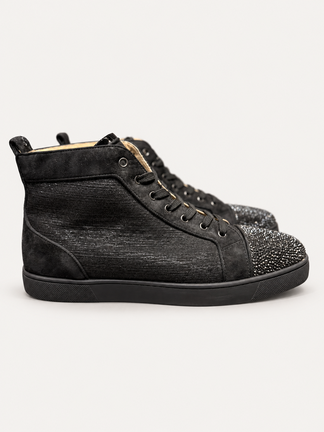 Christian Louboutin Louis Crystal Strass Black Suede