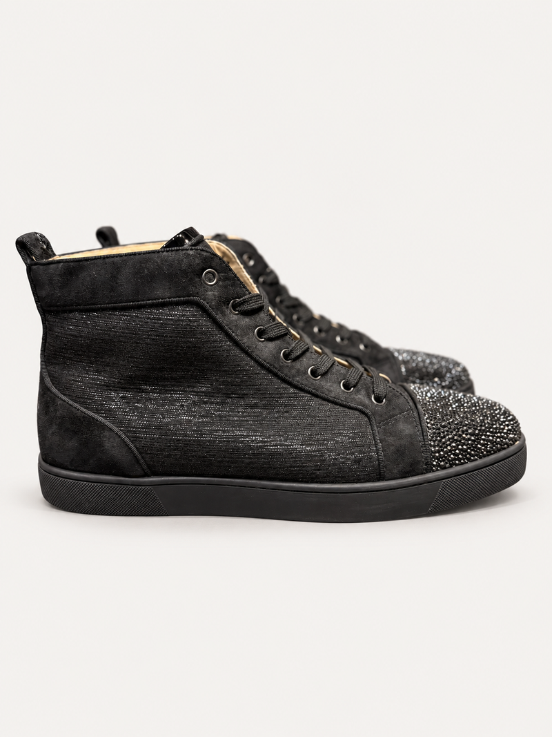 Christian Louboutin Louis Crystal Strass Black Suede