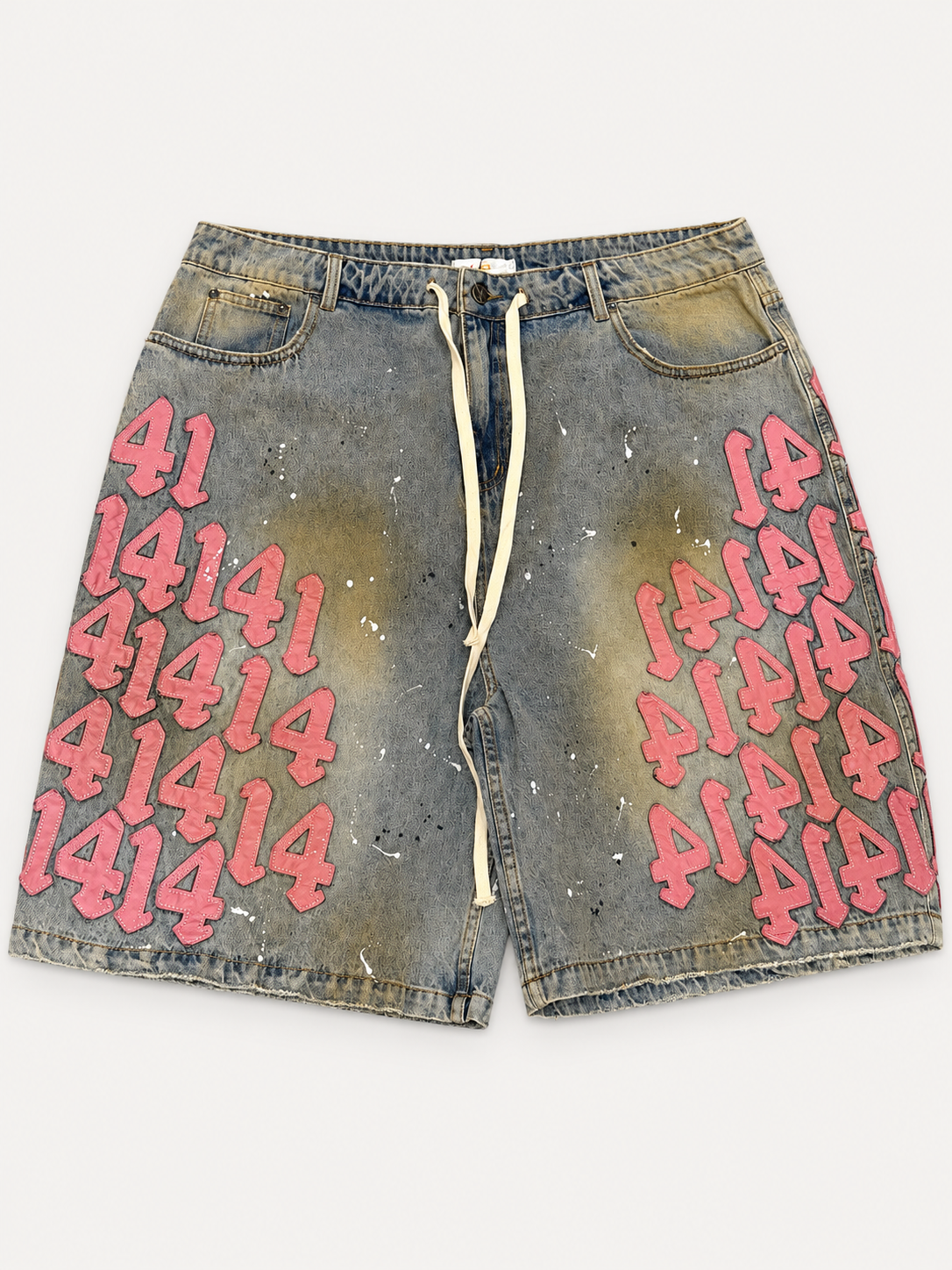 Valley Blue Pink Leather Patch Shorts