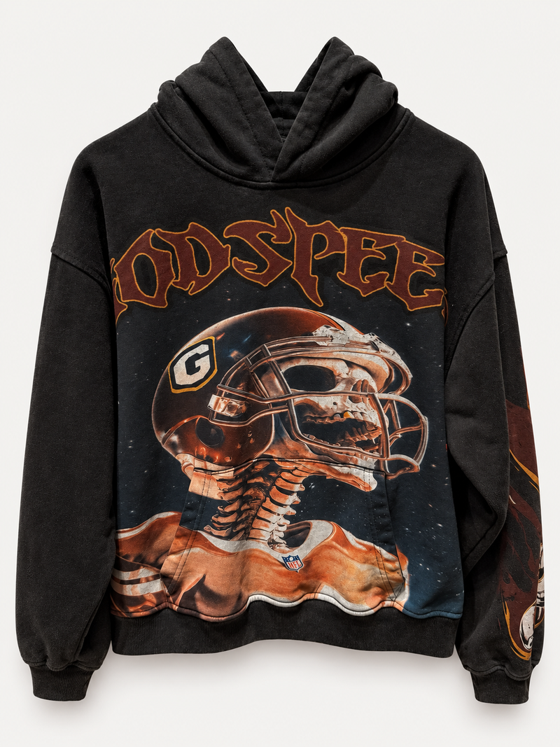 Godspeed Football Helmet Washed Black Hoodie