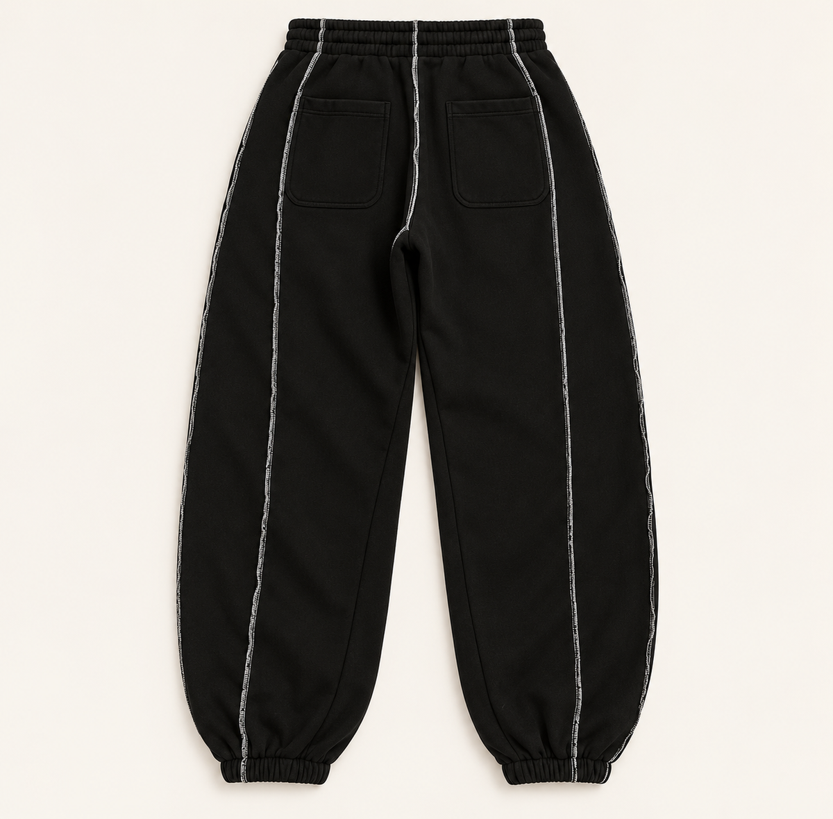 HMDD Chimp black sweatpants rear studio view