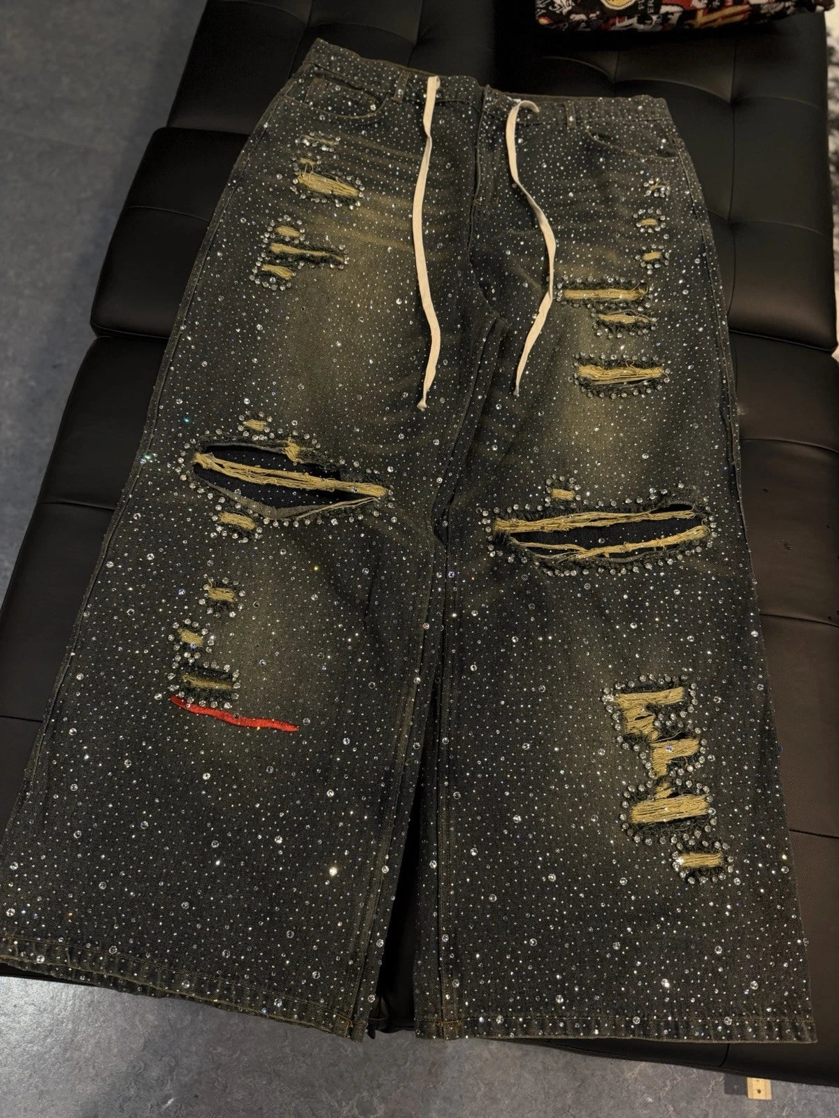 Vale crystal stone blue denim jeans